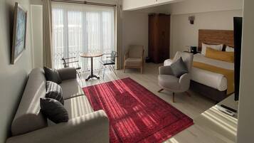 Premium bedding, minibar, desk, laptop workspace