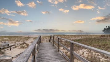 Plage, chaises longues, serviettes de plage