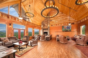 TV, fireplace, video games, table football