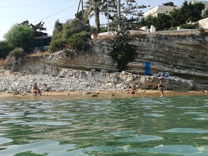 Beach nearby, sun loungers
