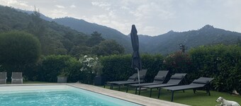 2 semi-detached air-conditioned mini villas with heated swimming pool to share