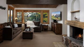 TV, fireplace
