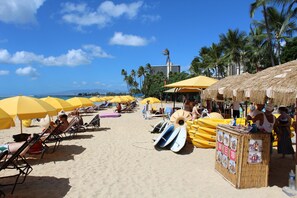 Sun-loungers, beach towels