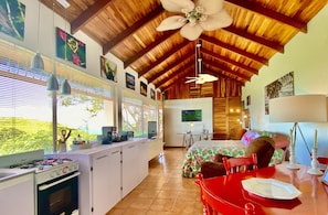 1 bedroom, desk, iron/ironing board, travel cot