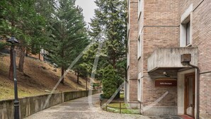 Un camino empedrado que lleva a un edificio con fachada de ladrillo y un letrero que dice 'Edificio Bonaigua'.