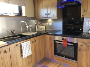 Fridge, oven, stovetop, coffee/tea maker