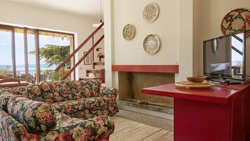 Fernseher, Kamin, DVD-Player