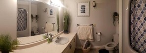 Baignoire, séchoir à cheveux