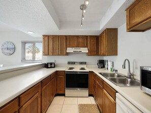 Fridge, microwave, oven, dishwasher