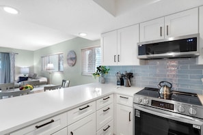 Fridge, microwave, oven, dishwasher