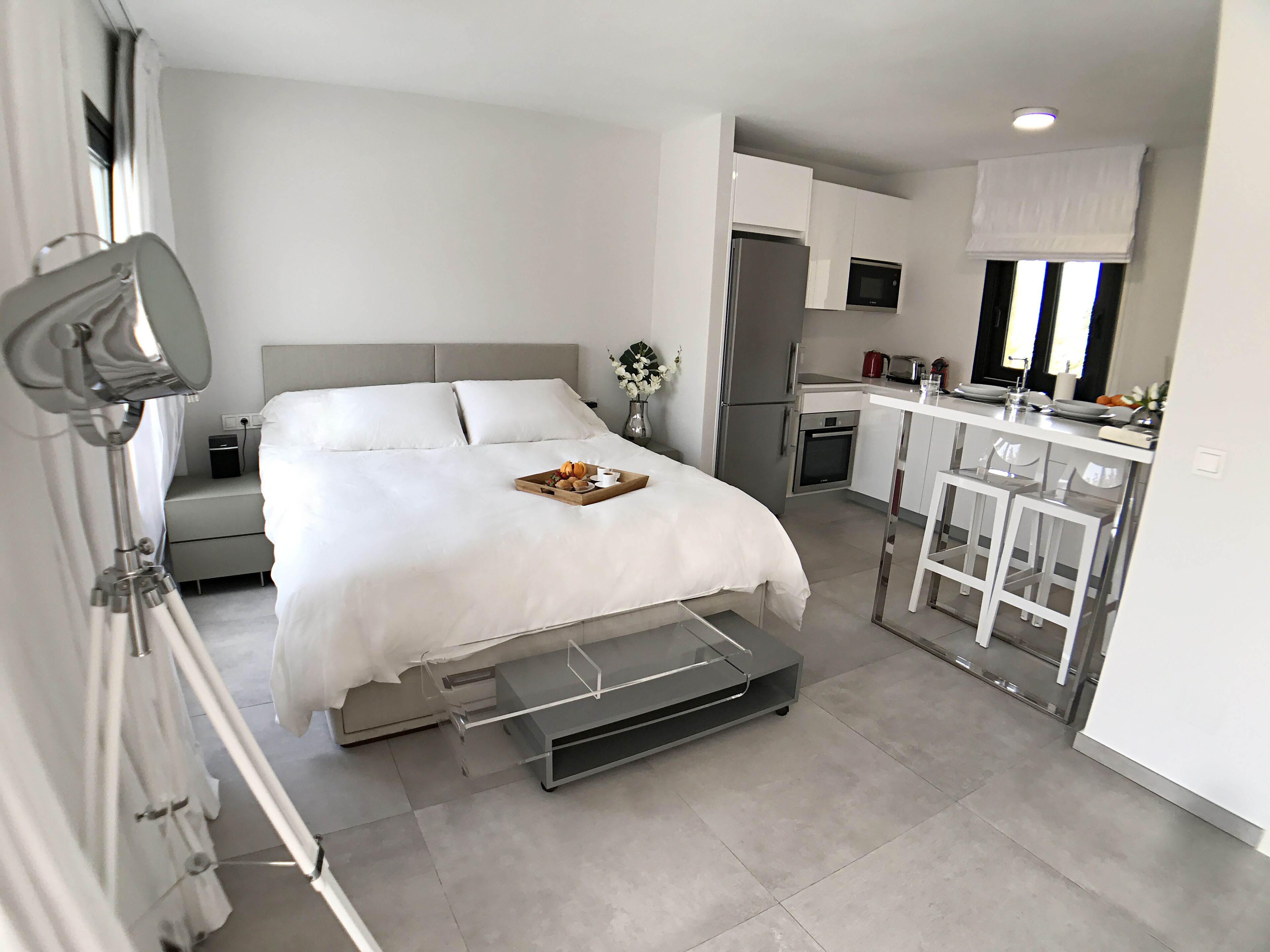 1 bedroom, blackout curtains, iron/ironing board