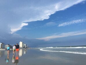 On the beach, beach towels