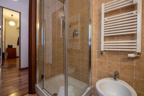 Dusche, Haartrockner, Bidet, Handtücher