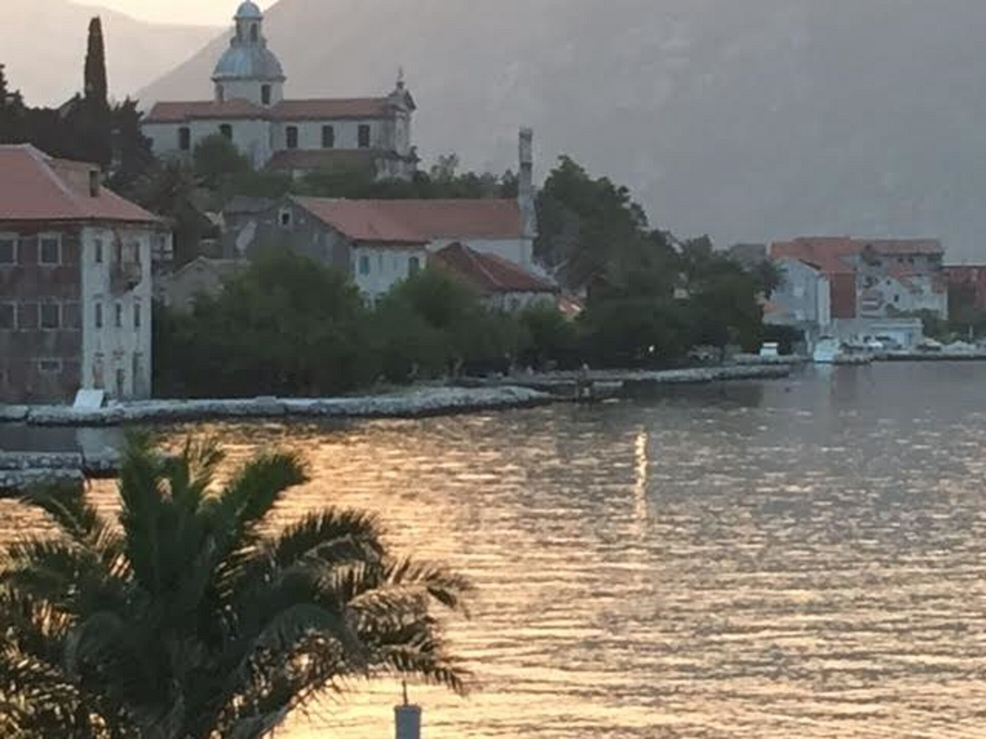 View of Prcanj from the ponta (swimming pier in front of the villa.)