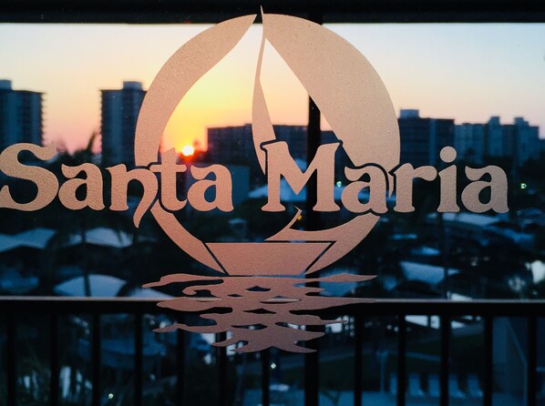 A logo with the text "Santa Maria" and a sailboat design. - <br>Partial Ocean View 2BR 2BATH<br>Sleeps 4. (Fort Myers Beach)