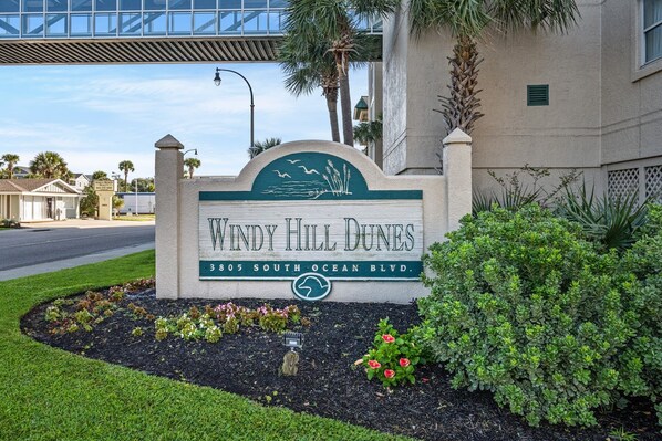 A sign for Windy Hill Dunes at 3805 South Ocean Blvd.