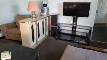 TV, DVD player, stereo