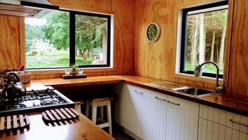 Fridge, oven, stovetop, coffee/tea maker