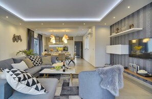 TV, fireplace, DVD player, stereo