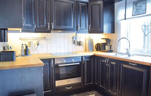 Fridge, stovetop, dishwasher, coffee/tea maker