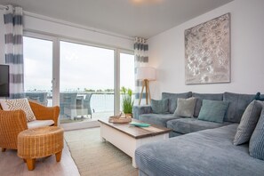 TV, fireplace, books, stereo