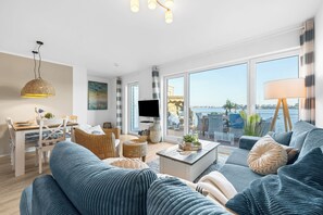 TV, peis, bøker og stereoanlegg