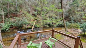 Property grounds - 1,000 Ft Creekfront | Hot Tub, Fire Pit, Games, Direct Trail Access & Dogs OK (Cherry Log)