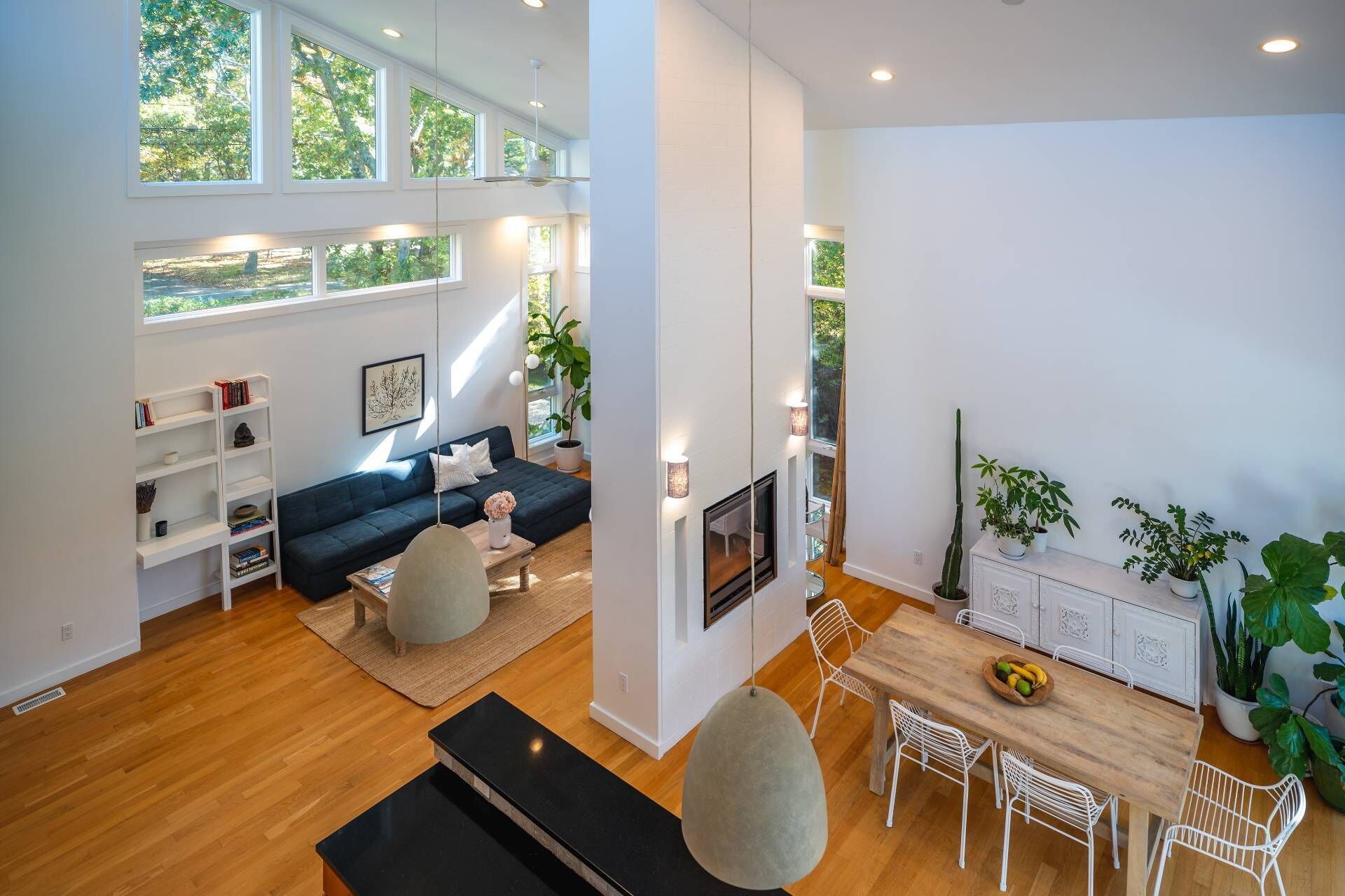 TV, fireplace, DVD player, books