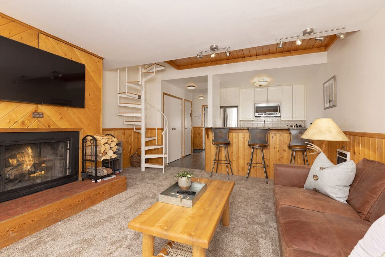 智能電視、壁爐、書籍