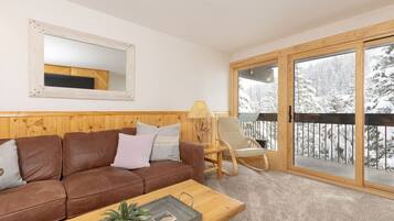 TV connectée, cheminée, livres