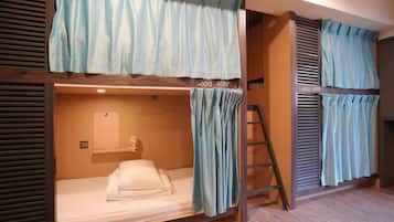 Laptop workspace, blackout curtains, soundproofing, free WiFi