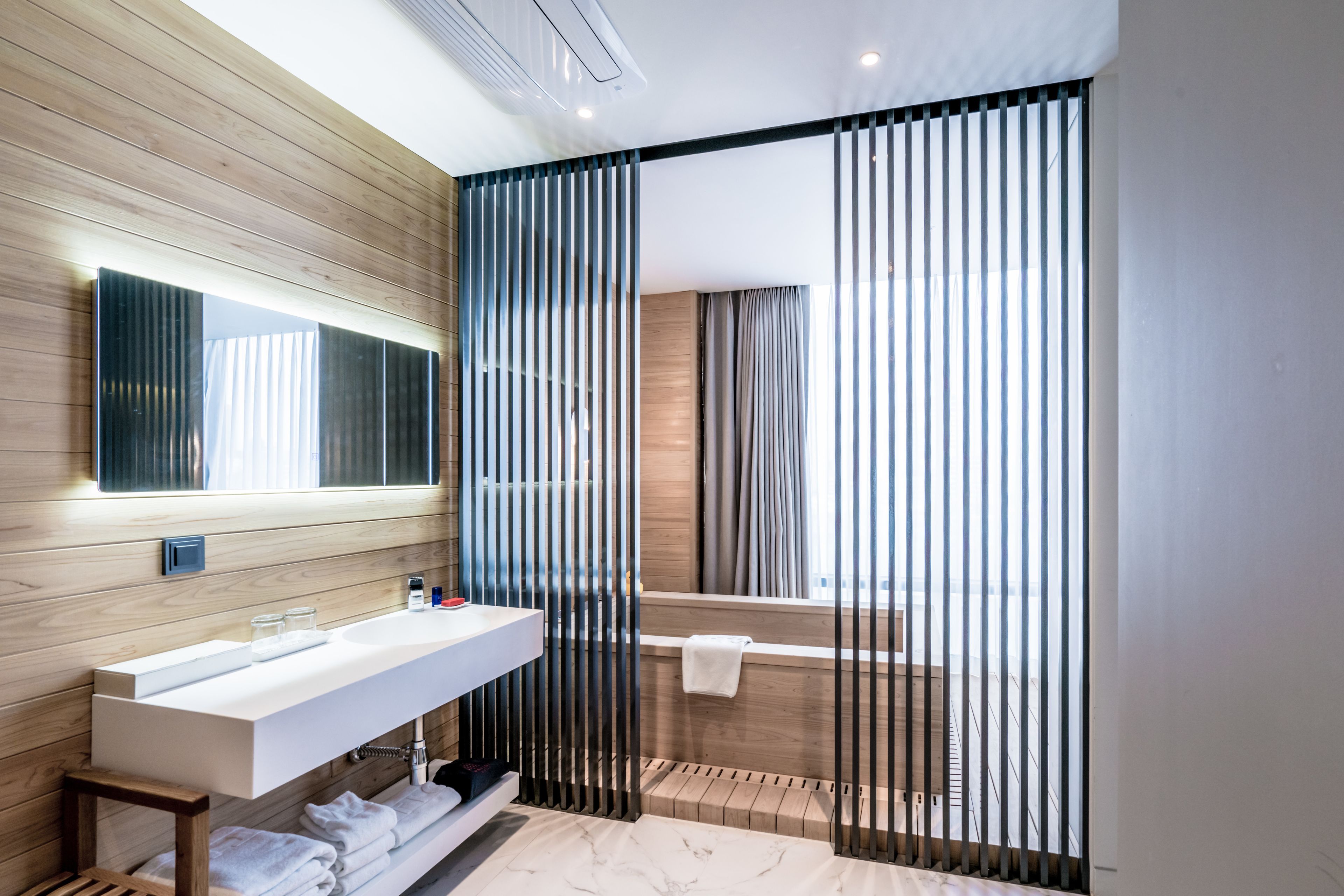 hinokki studio | bathroom | free toiletries, hair dryer, bathrobes, slippers