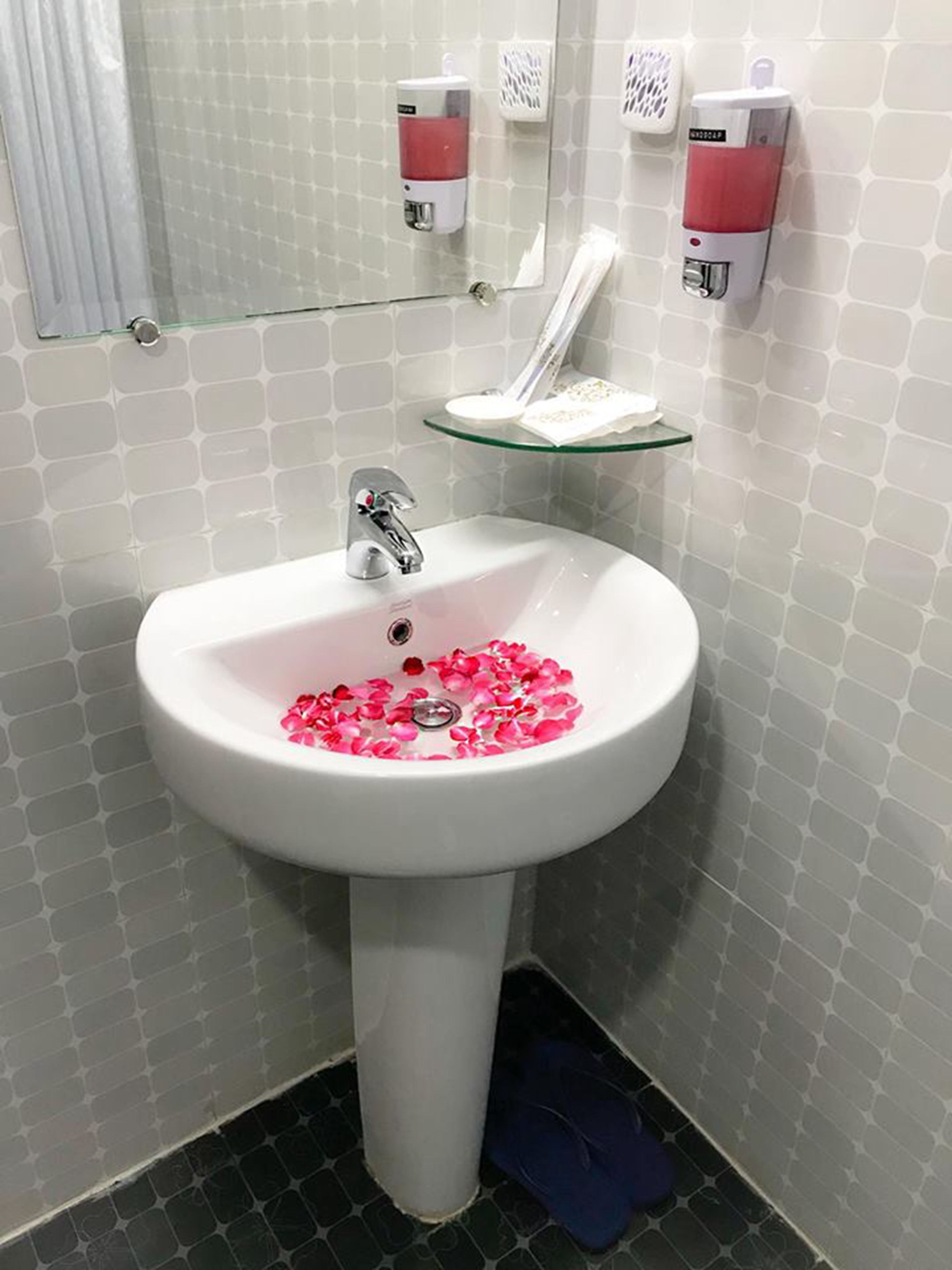 shower, free toiletries, hair dryer, slippers