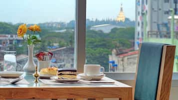 Breakfast served, local and international cuisine