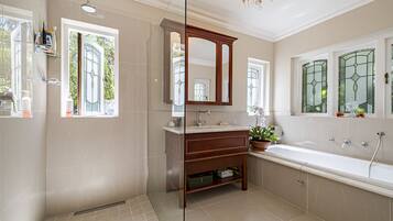 Exclusive Room | Bathroom | Separate bathtub and shower, deep-soaking bathtub, rainfall showerhead