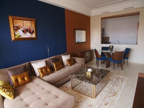 Apartment, 2 Bedrooms, Terrace | Living area | 50-inch Smart TV with satellite channels, TV - Jnane Gueliz (Marrakech)