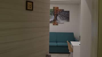 Premium bedding, desk, blackout curtains, soundproofing