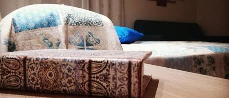 Premium bedding, desk, blackout curtains, soundproofing