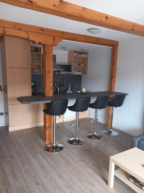 Apartment, Ground Floor (Nr.7) | Private kitchen | Fridge, microwave, oven, stovetop