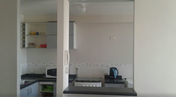 Apartamento, 3 habitaciones, baño privado | Cocina privada | Frigorífico, microondas, horno y placa de cocina