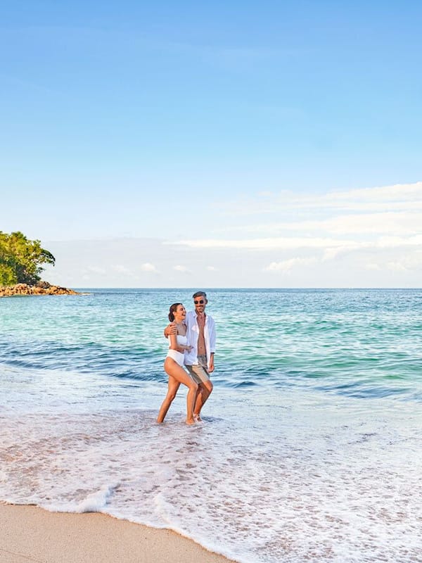 Private beach, white sand, sun loungers, beach umbrellas