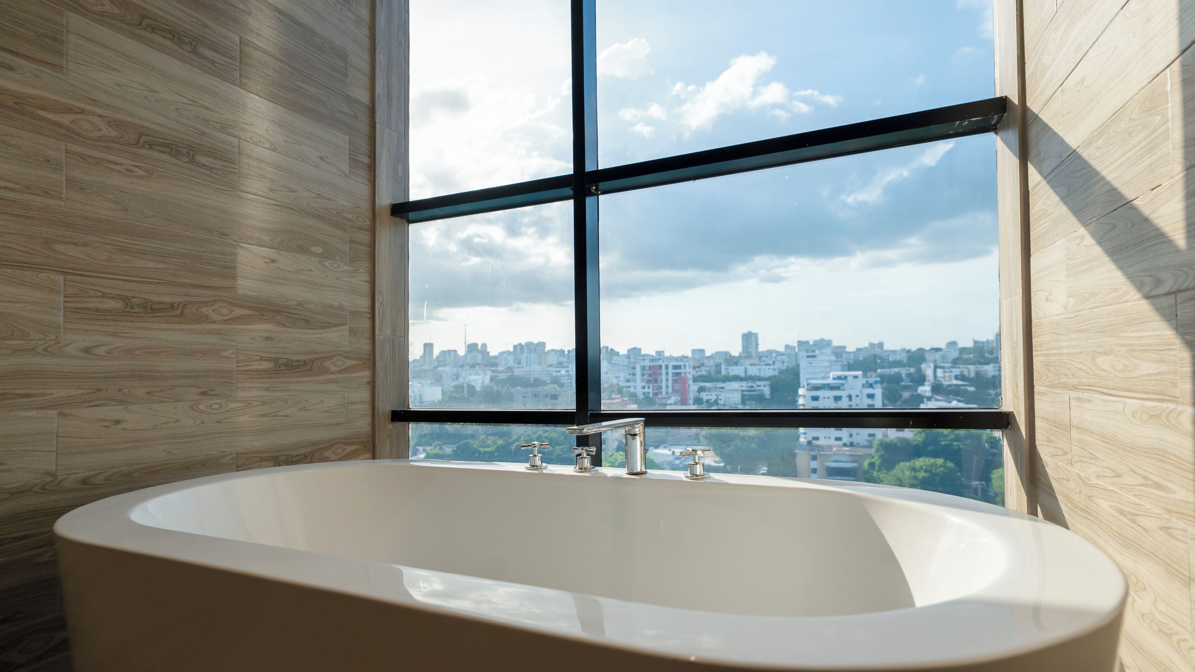 junior studio suite, city view | bathroom | shower, free toiletries, towels