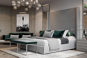 Deluxe-lejlighed - byudsigt | 1 soveværelse, premium-sengetøj, senge med topmadrasser