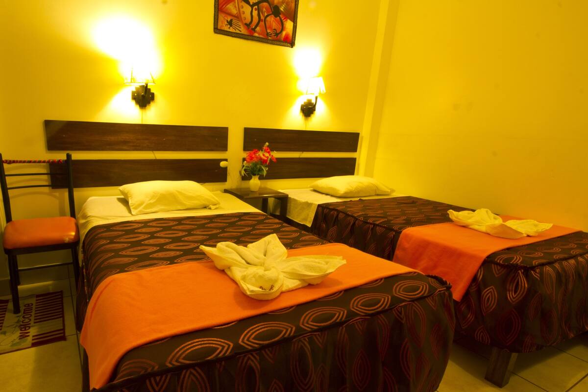 Desk, free WiFi, bed sheets