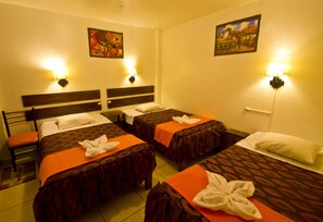 Desk, free WiFi, bed sheets
