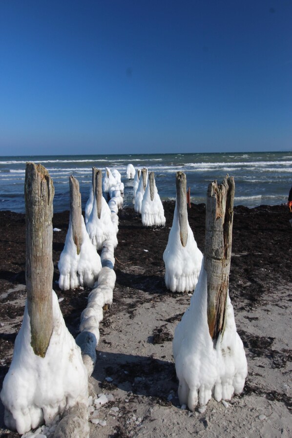 Ligstoelen aan het strand