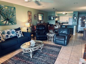 Smart TV, DVD player, books, stereo