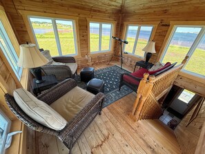 Smart TV, DVD player, books, video library