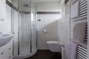 Comfort Double Room | Bathroom | Shower, rainfall showerhead, hair dryer, towels - B&B Casa Joop (Magnano)