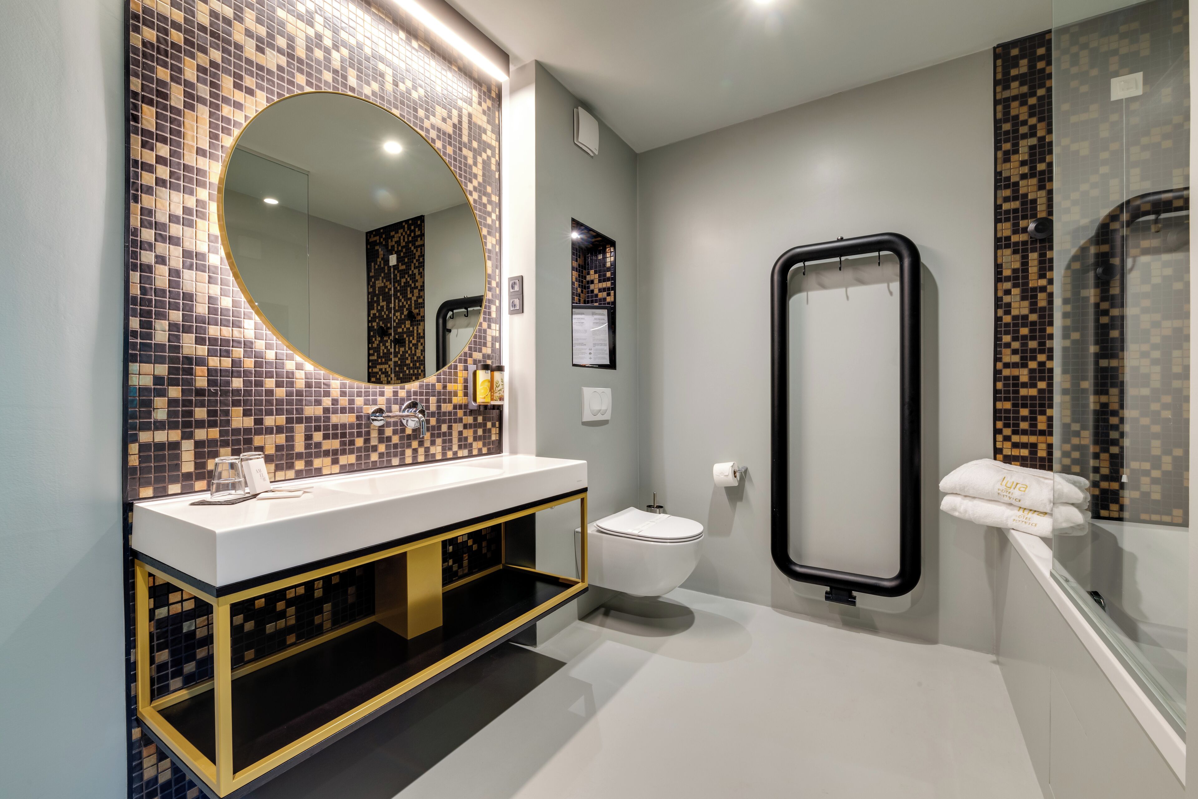 free toiletries, hair dryer, slippers, towels